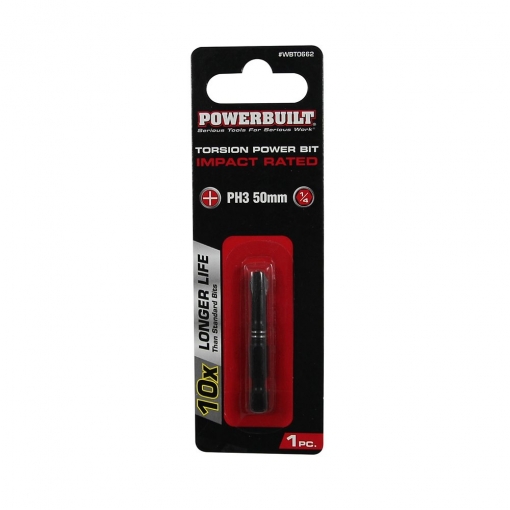 1/4" Torsion Impact Power Bit - Phillips #3 x 50mm Long
