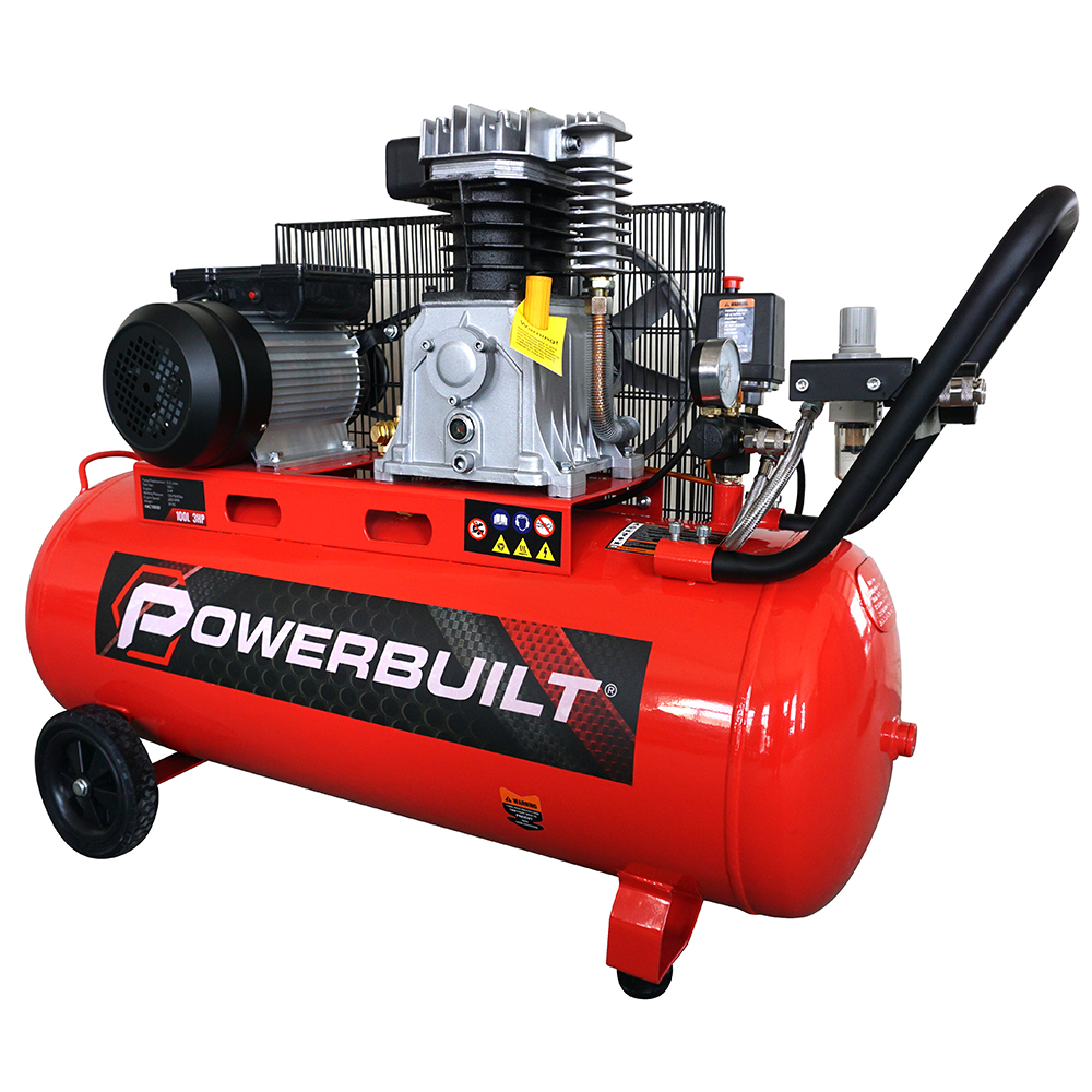 incident Kwadrant bloem 100L 3.0Hp Air Compressor - Belt Drive - Power Built Tools