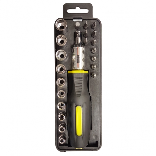 22pc Ratchet Bit Driver, Sockets and Bit Set