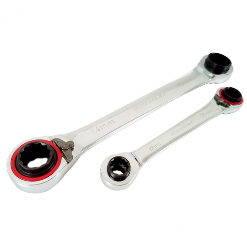 2pc 4-in-1 Metric Reversible Gear Spanner Set