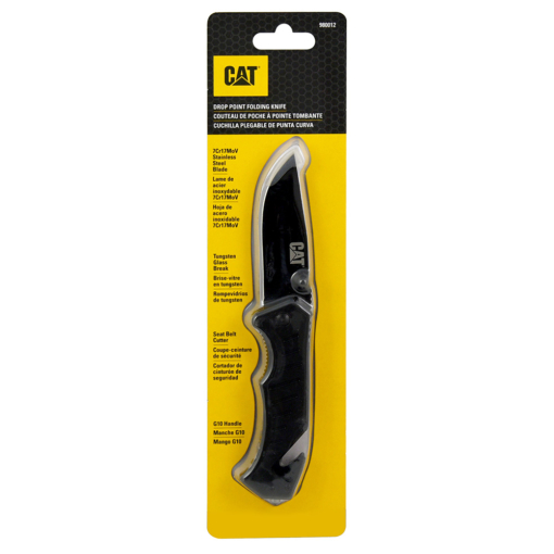 Cat® 200mm Drop-Point Folding Knife with Glass Break and Belt Cutter - Image 2