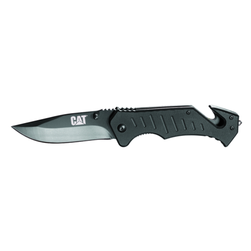 Cat® 200mm Drop-Point Folding Knife with Glass Break and Belt Cutter