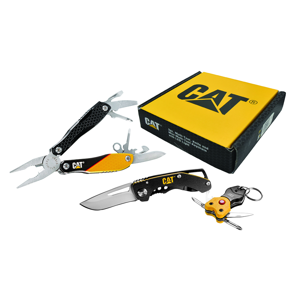 Caterpillar 3Pc Multi-Tool/Knife Set With Gift Box 240357